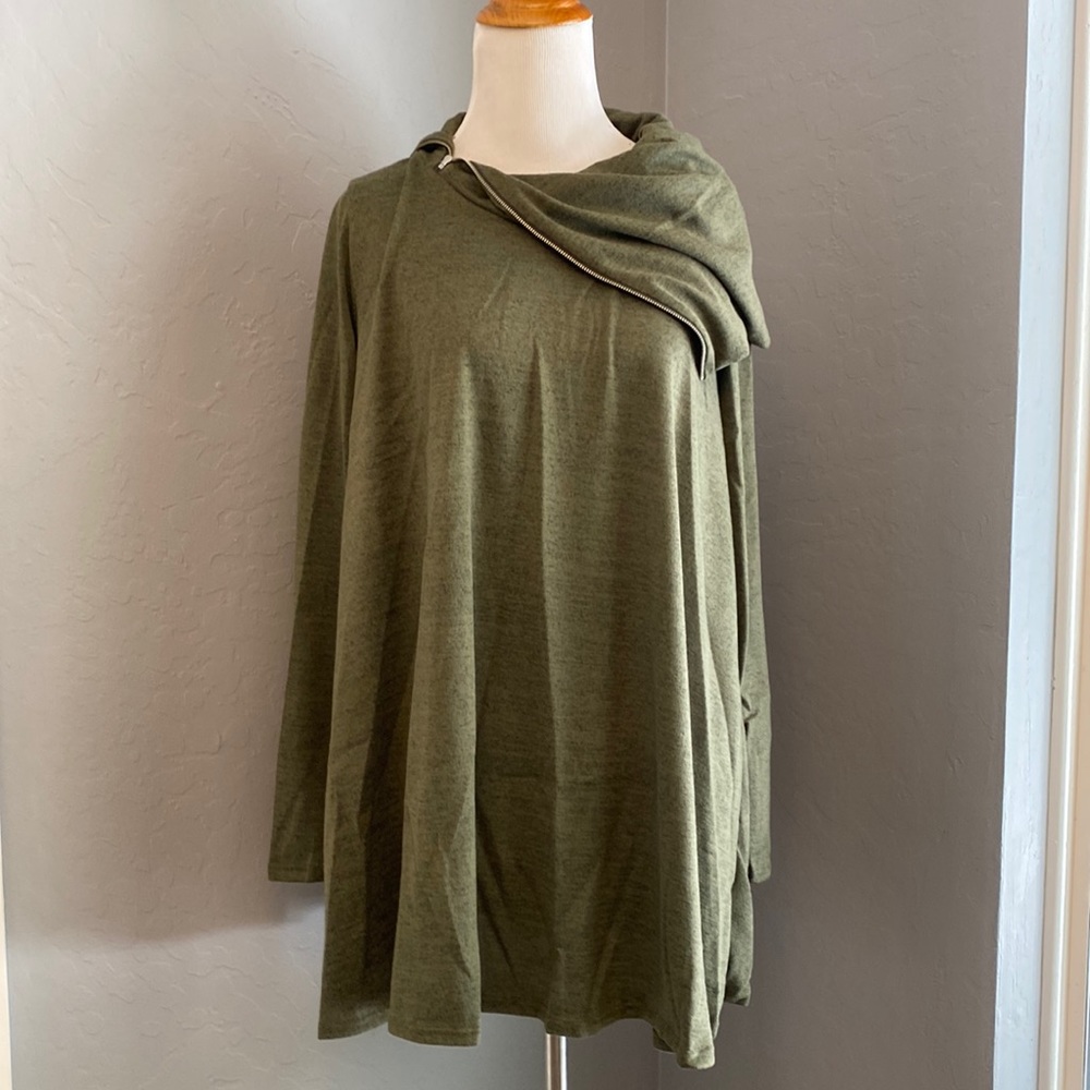 Green Zip Accent Sweater